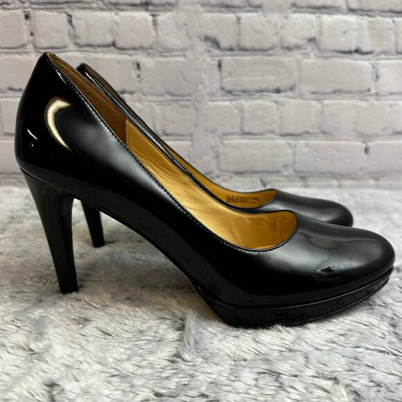 Cole Haan Air Chelsea Black Patent Leather Heels Size 9B Classic Formal Wedding - Picture 1 of 11